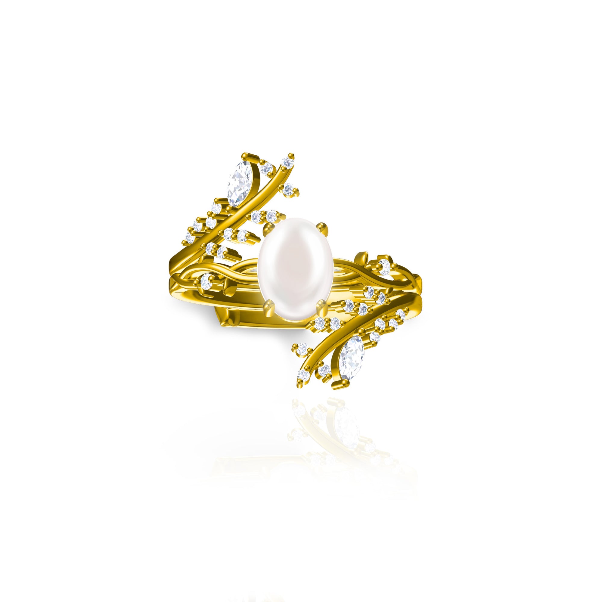 Personalized Gold Breastmilk Ring - Moonlit Grove