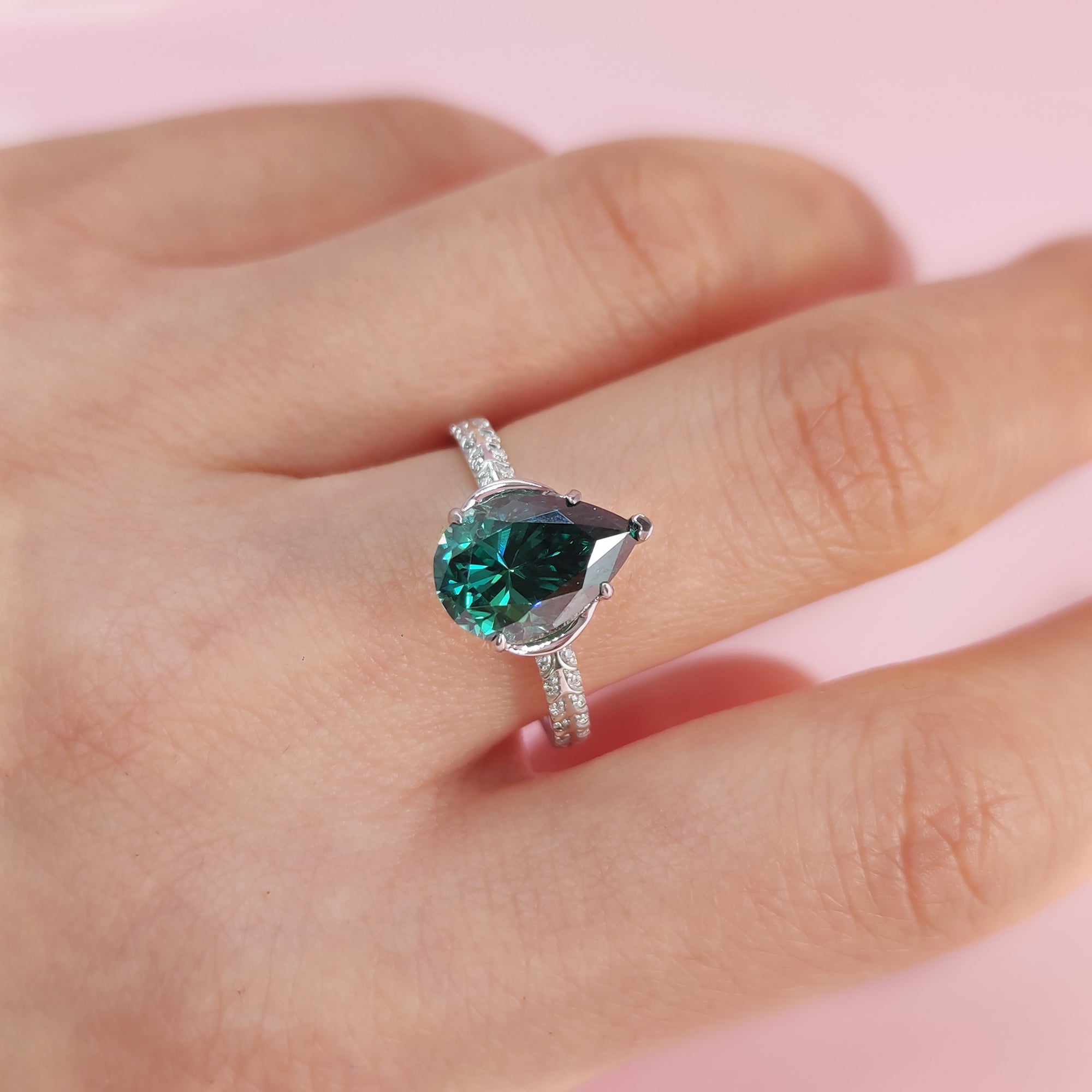 Celestial Tear: Love & Remembrance in Moissanite Ring