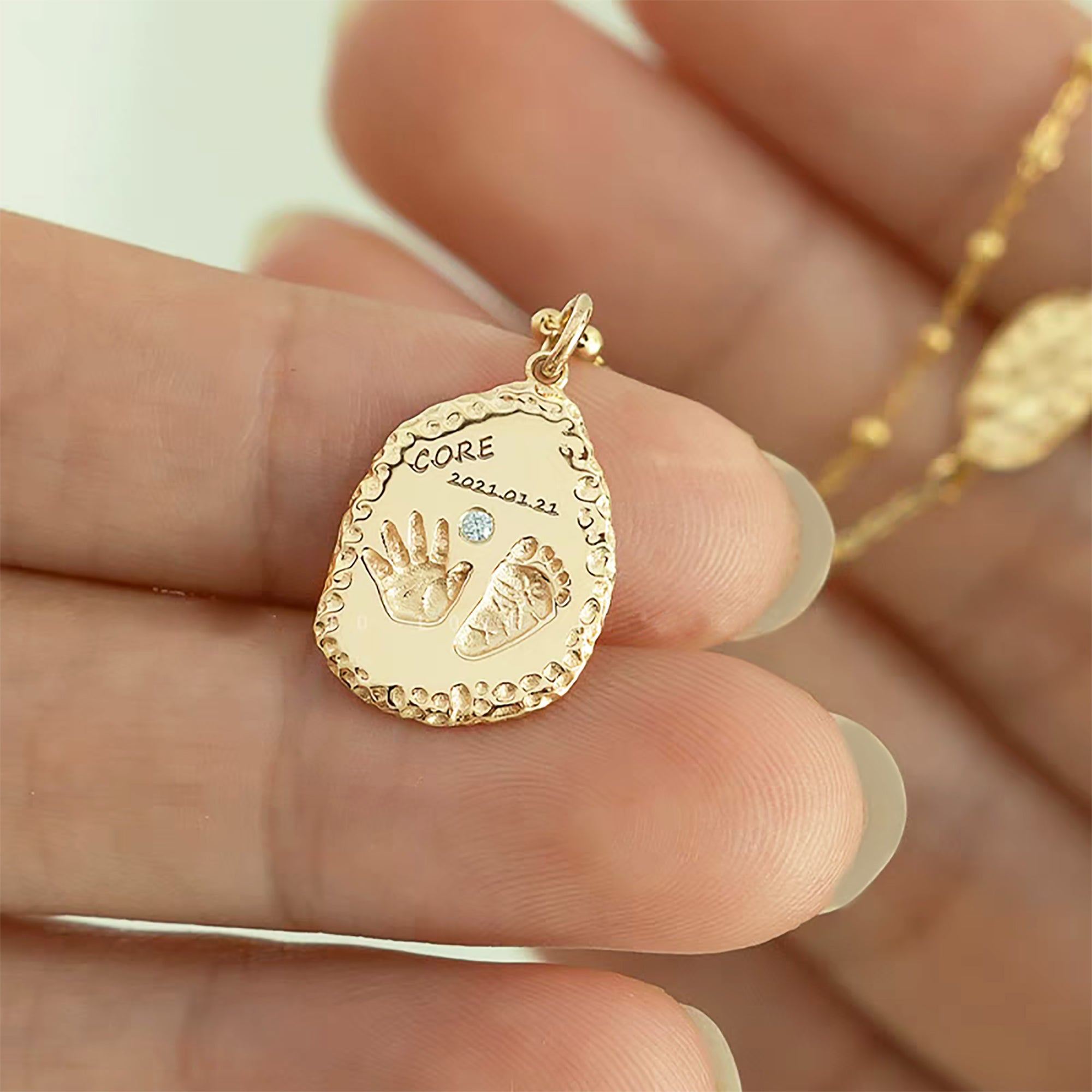 Solid Gold Footprint Necklace for Cherished Memories