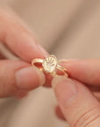 Flora's Embrace: Love in a Solid Gold Footprint Ring