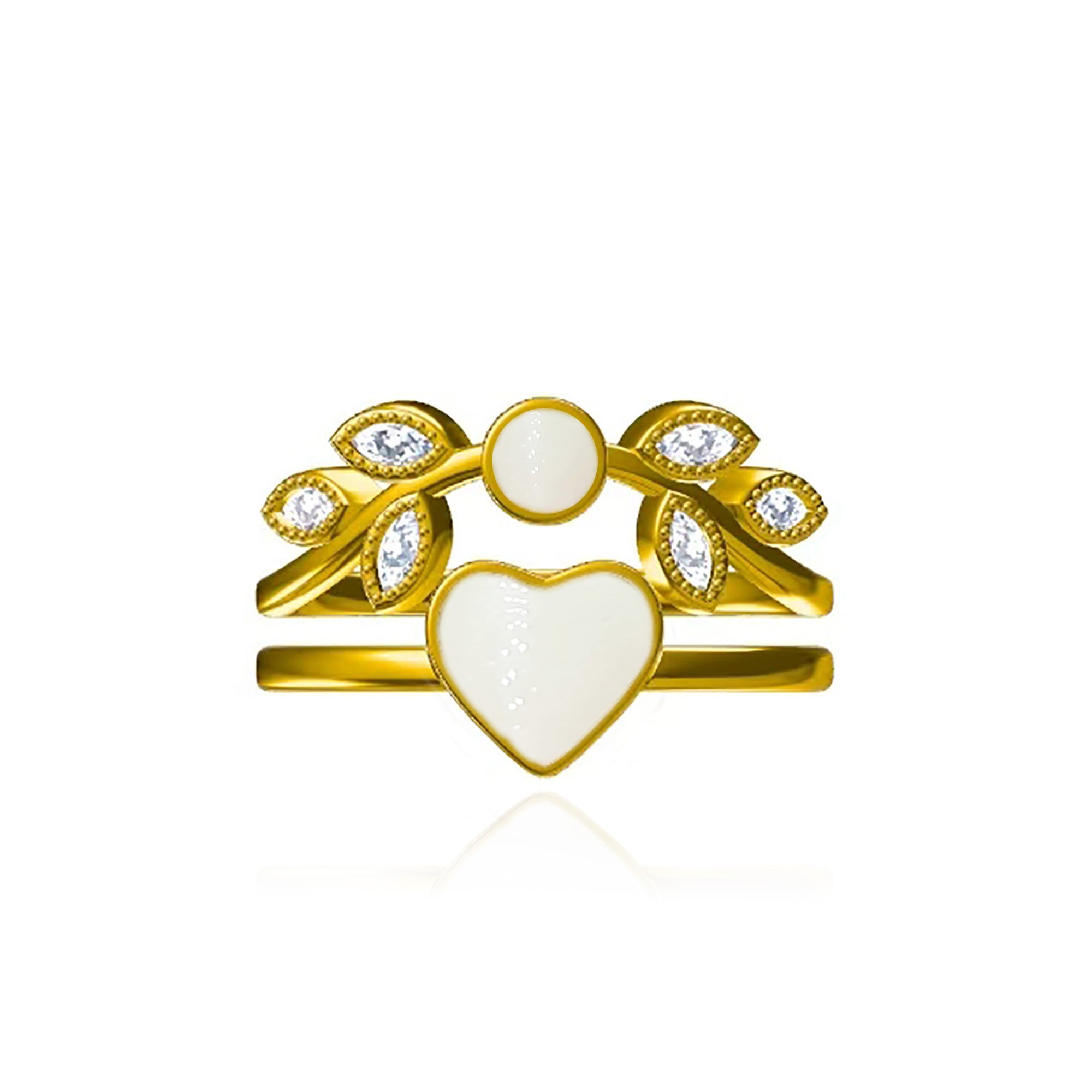 Whispering Heartleaf: Love in Solid Gold Breastmilk Rings