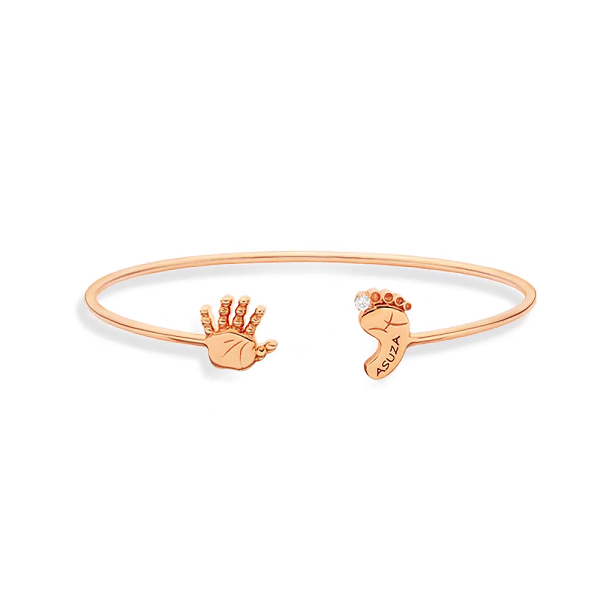 Memorial Footprint Bracelet in Solid Gold