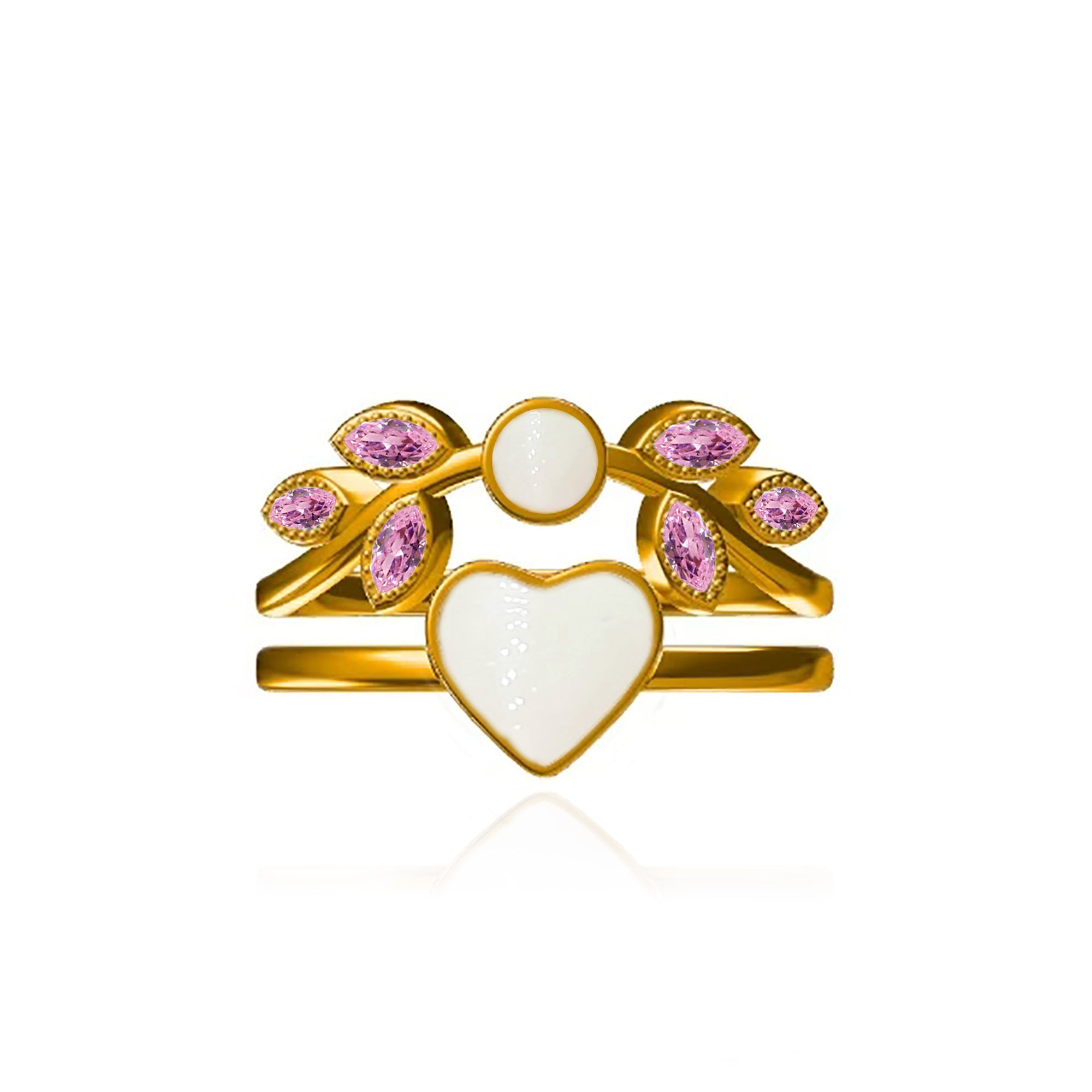 Whispering Heartleaf: Love in Solid Gold Breastmilk Rings