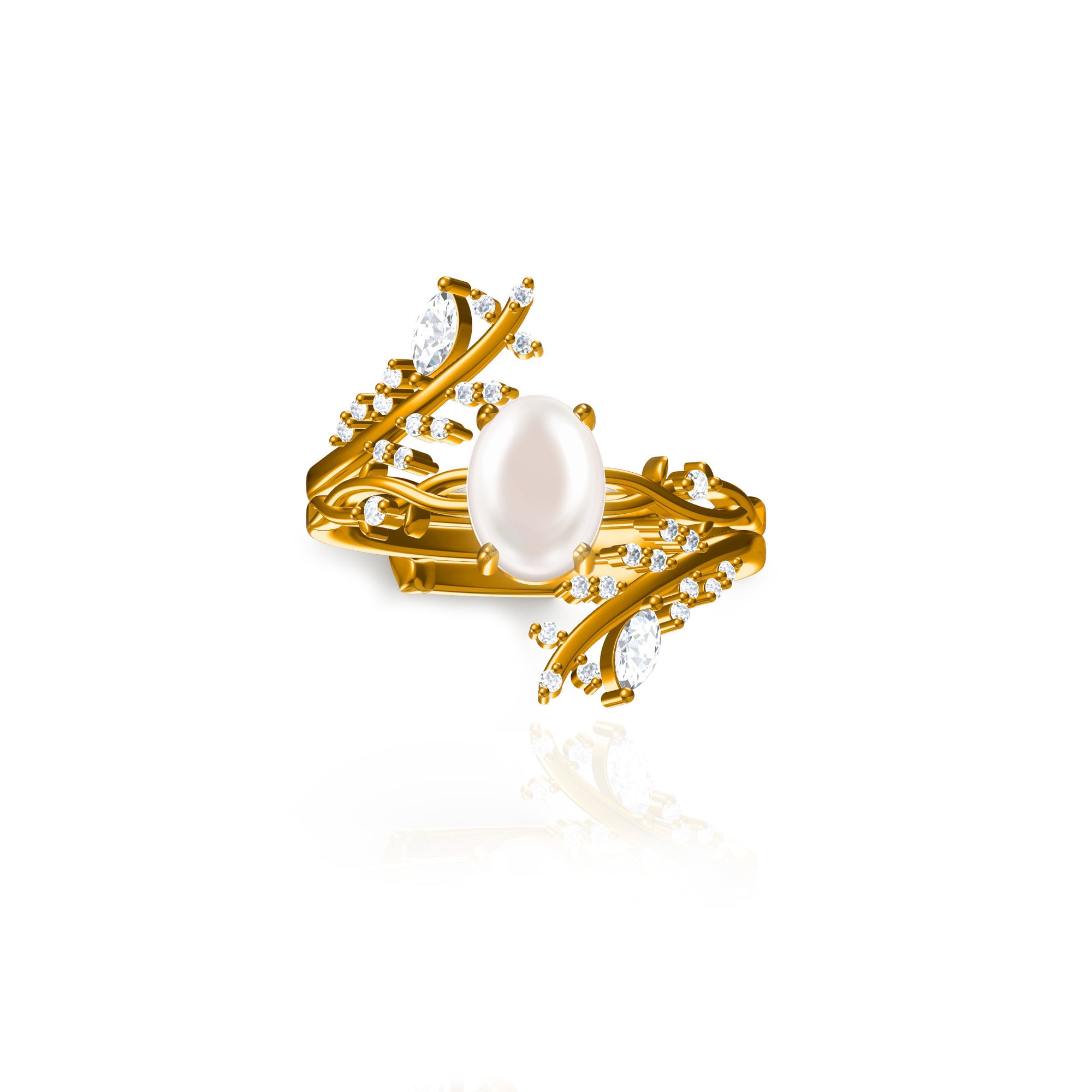 Personalized Gold Breastmilk Ring - Moonlit Grove