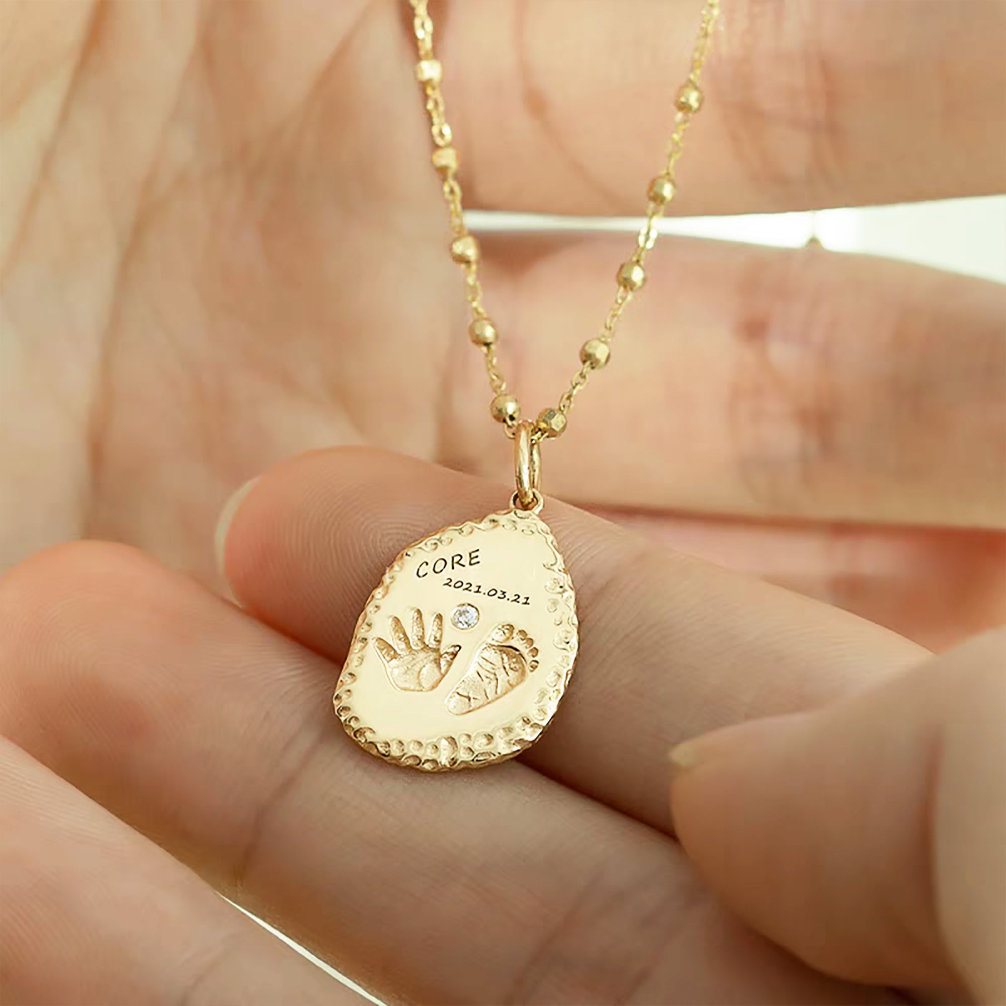 Solid Gold Footprint Necklace for Cherished Memories