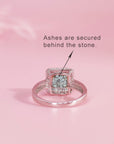 Princess Cut Moissanite Ashes Ring for Remembrance