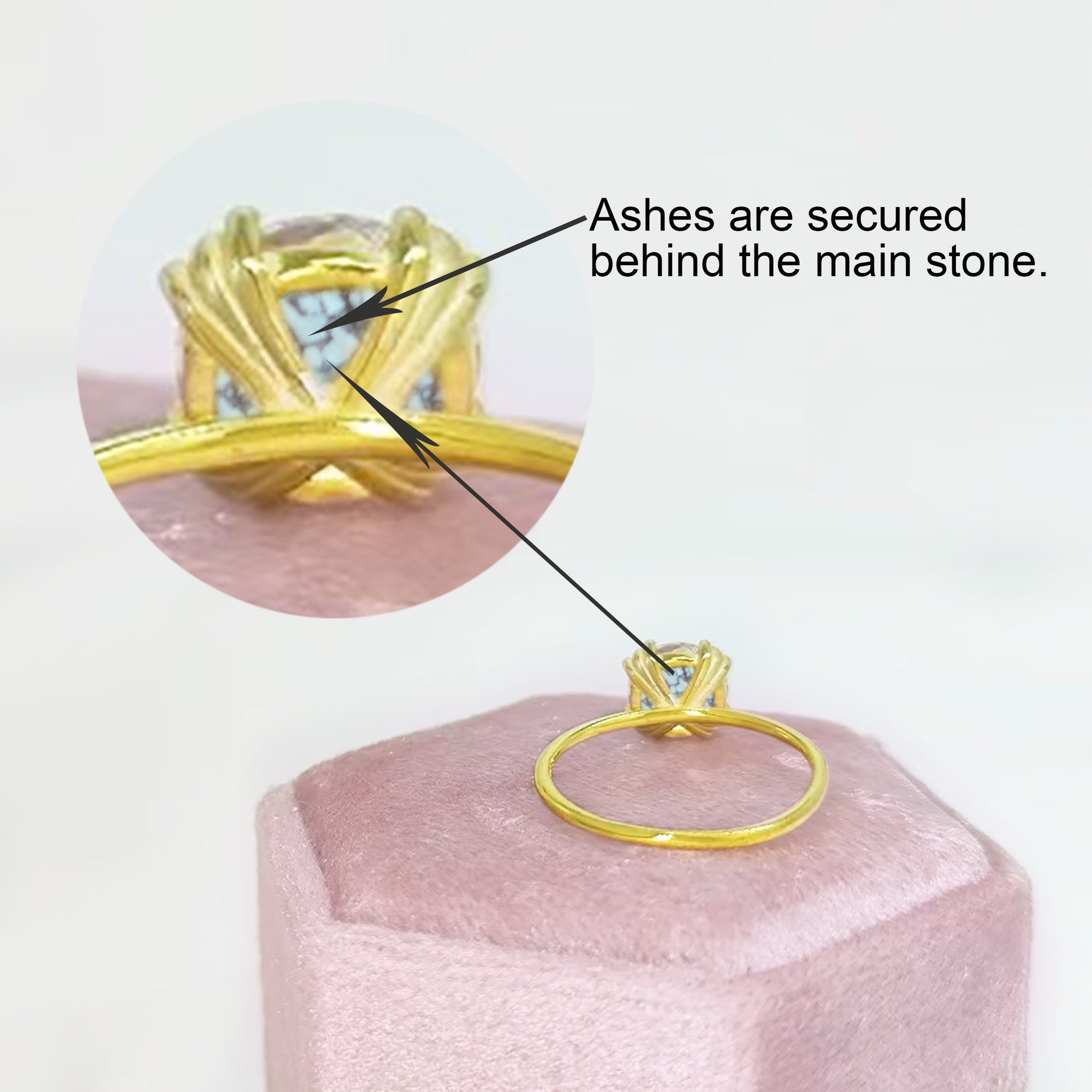 Handcrafted Moissanite Ashes Ring | Elegant Keepsake