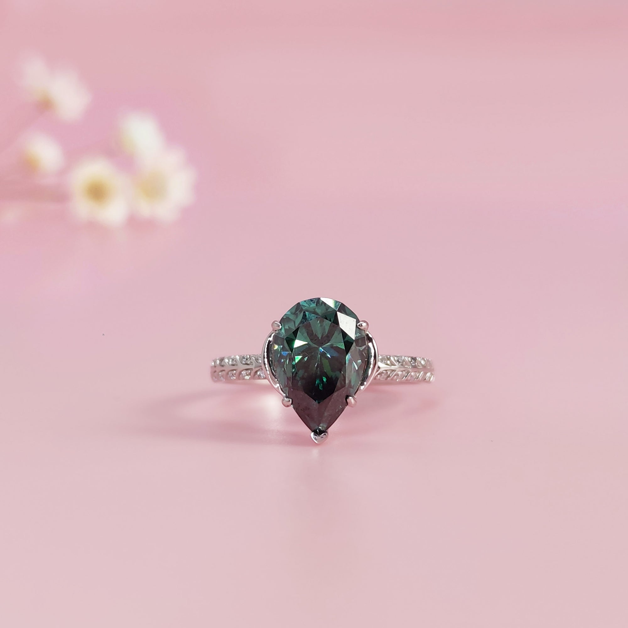 Celestial Tear: Love & Remembrance in Moissanite Ring