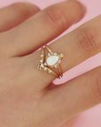Handcrafted Moonlight Tear Solid Gold Breastmilk Ring
