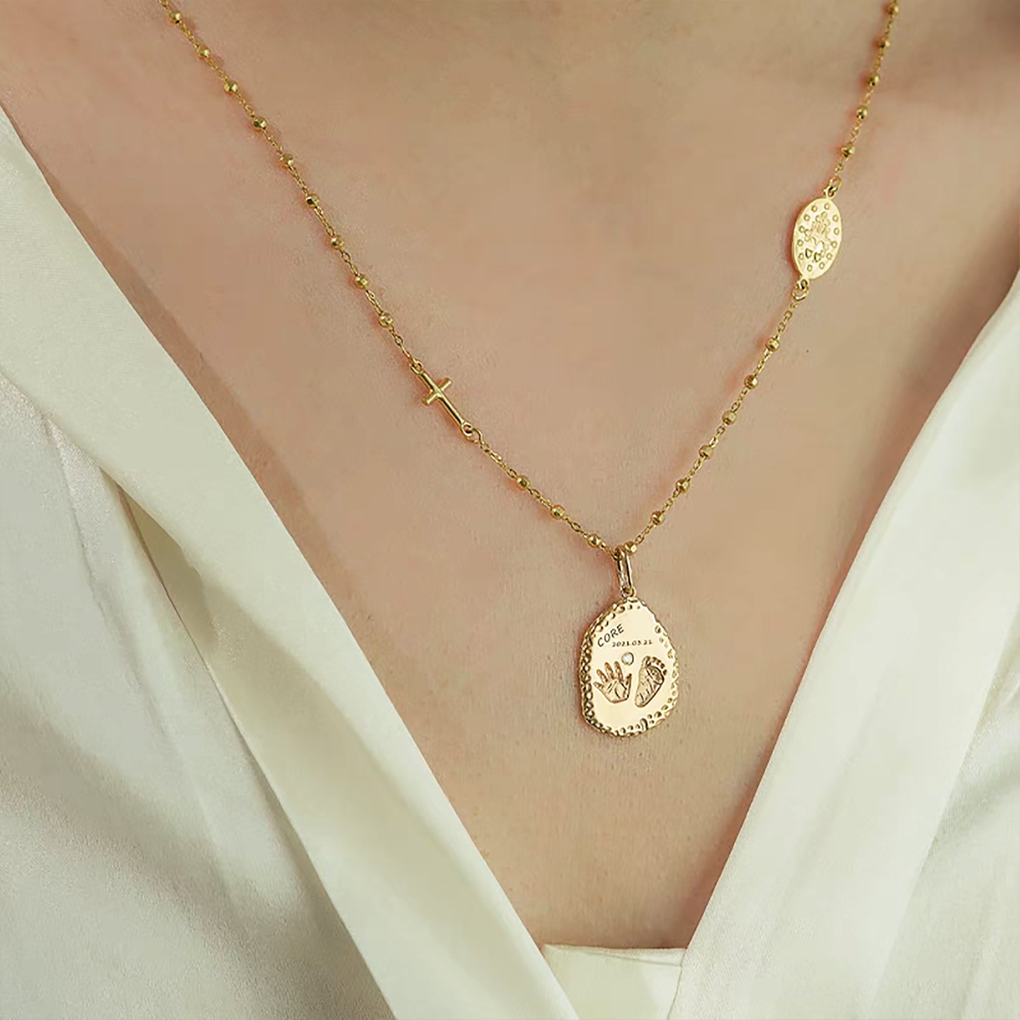 Solid Gold Footprint Necklace for Cherished Memories