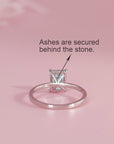 Personalized Radiant Cut Moissanite Ashes Ring