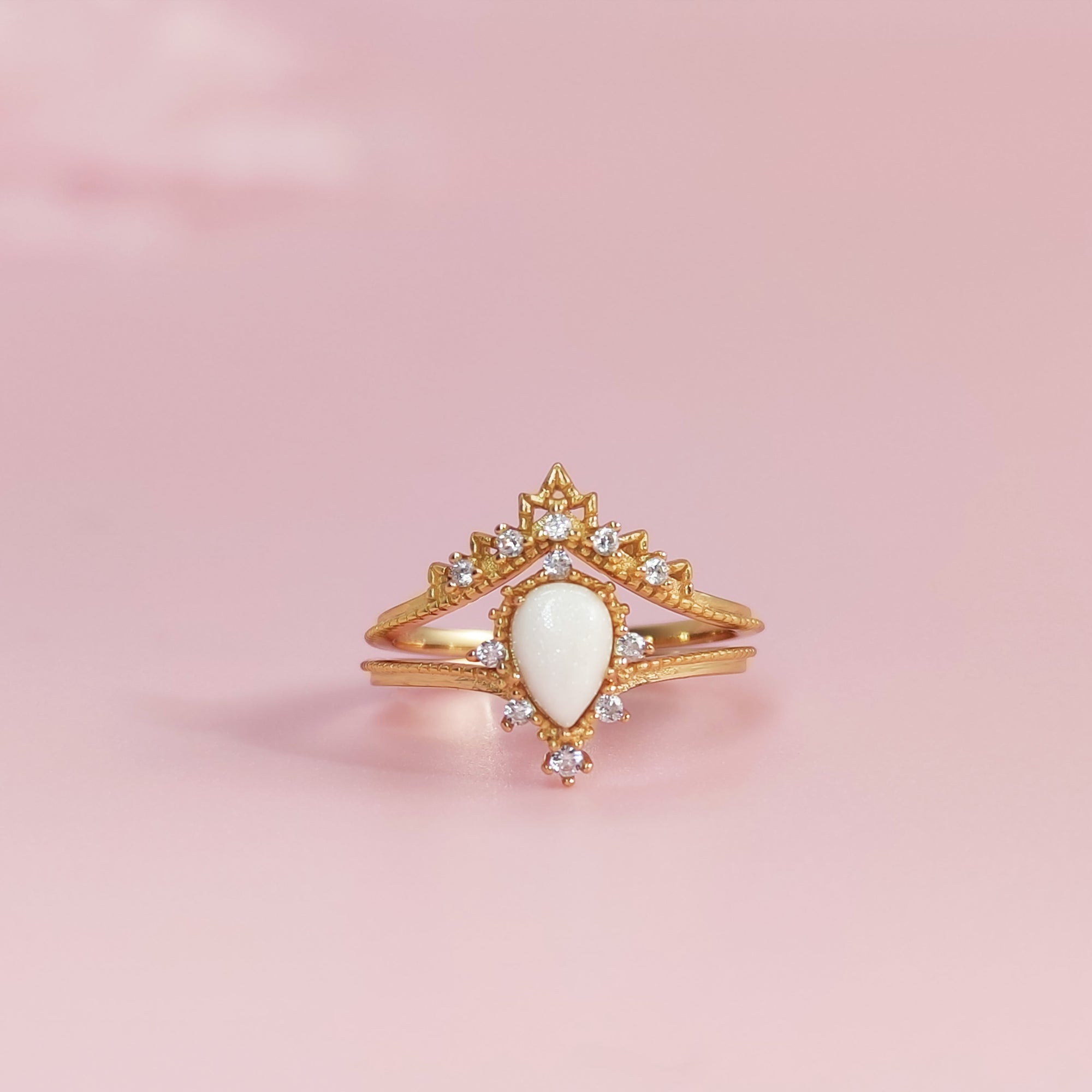Handcrafted Moonlight Tear Solid Gold Breastmilk Ring