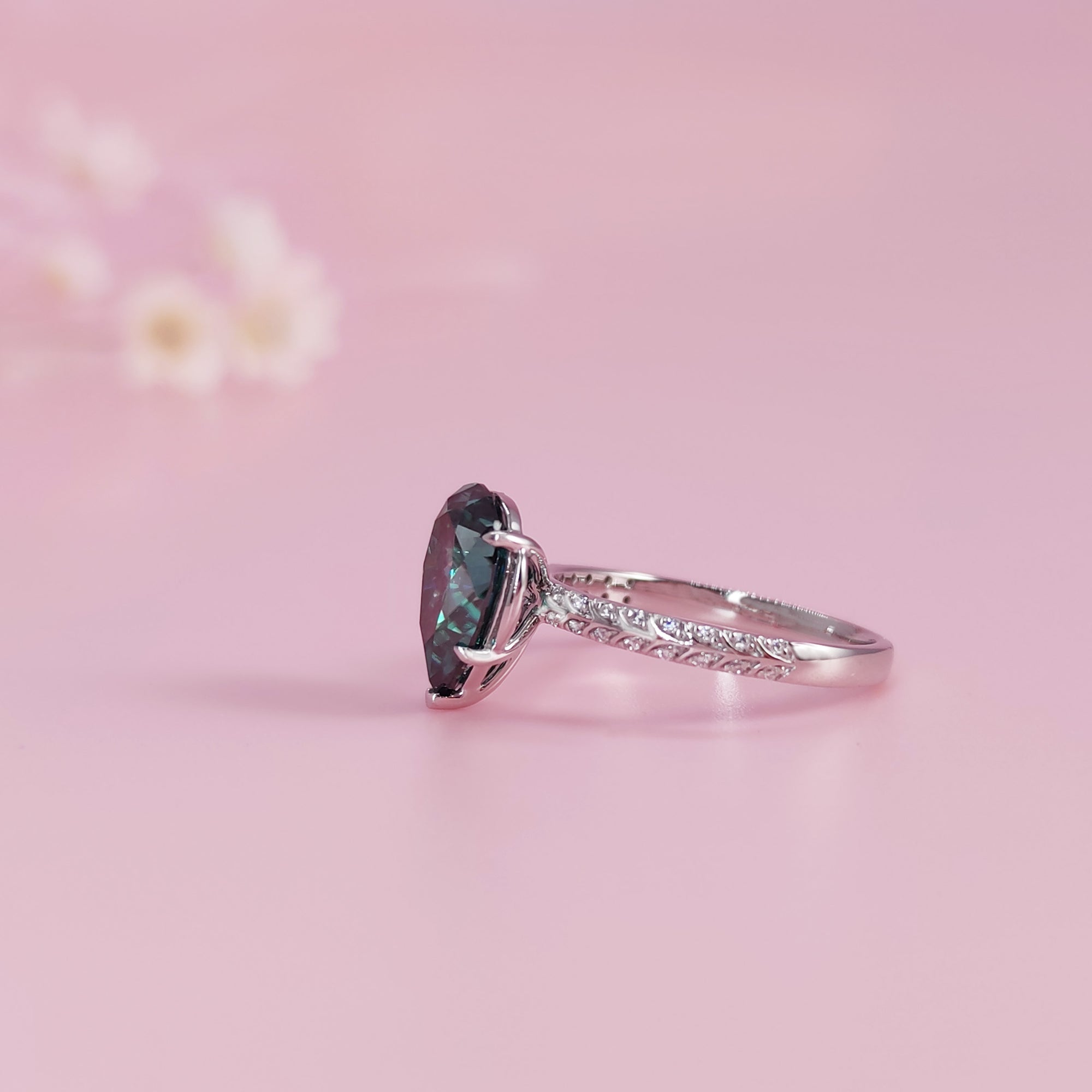 Celestial Tear: Love & Remembrance in Moissanite Ring