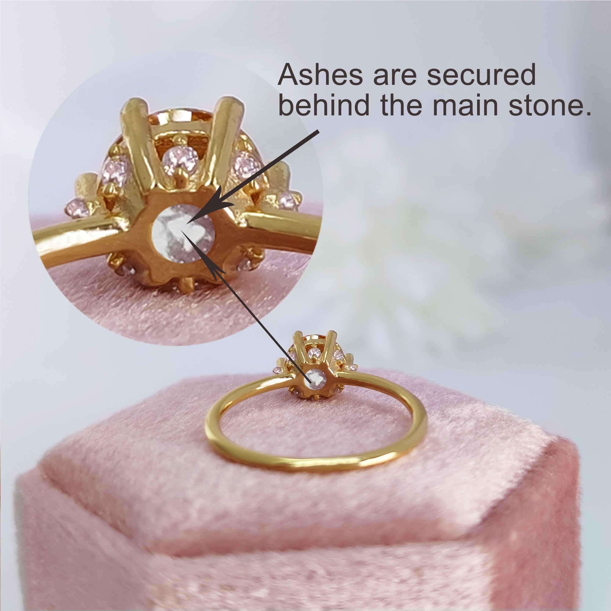 Personalized Moissanite Cremation Ashes Ring