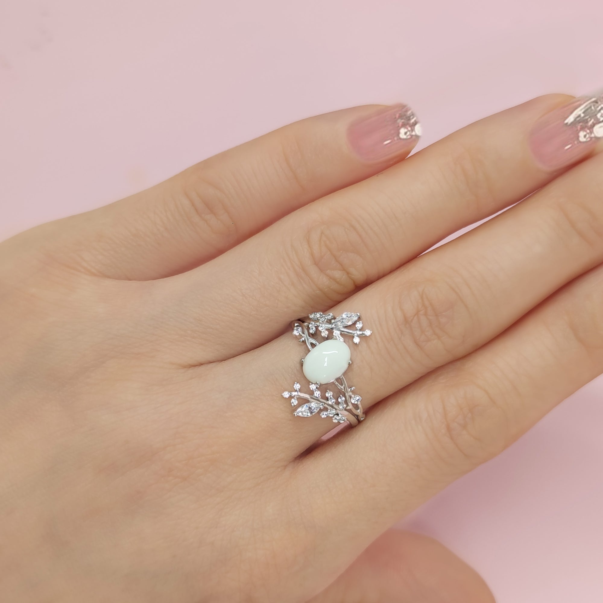 Personalized Gold Breastmilk Ring - Moonlit Grove