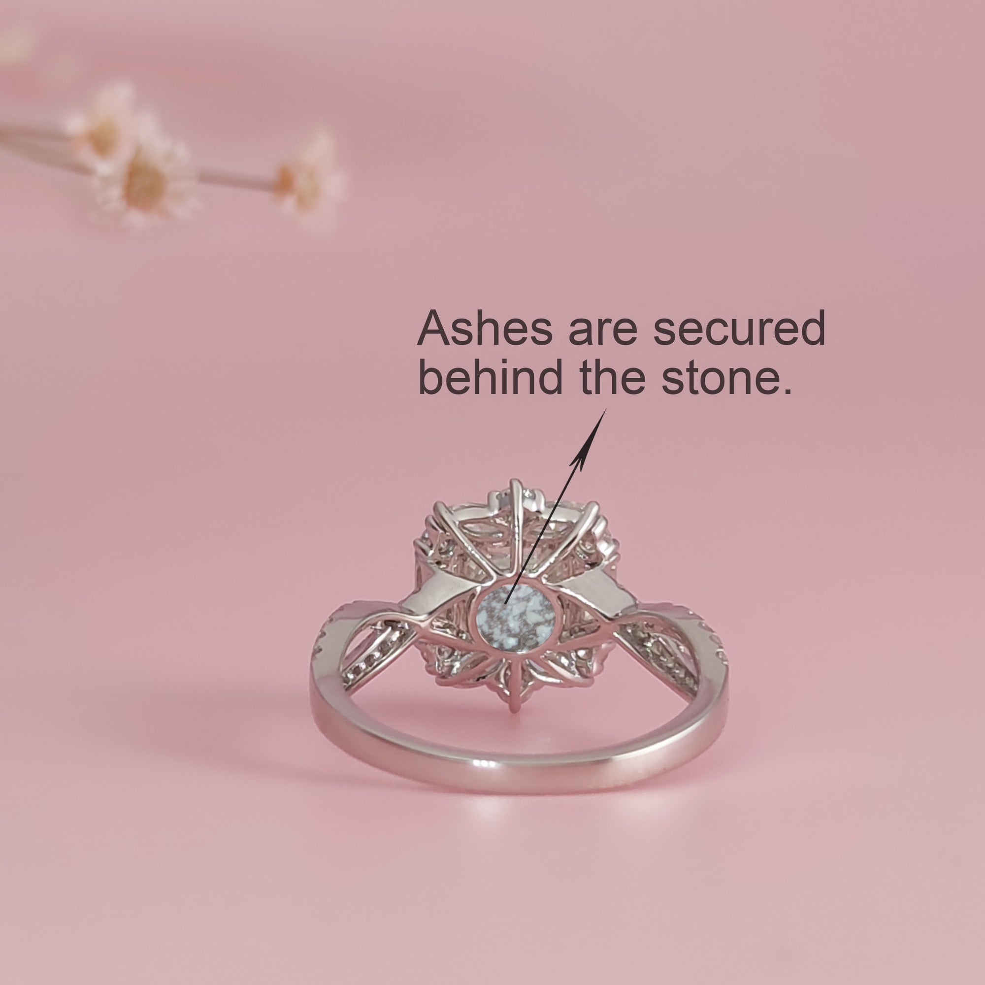 Regal Bloom Moissanite Ashes Ring – A Timeless Tribute