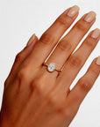 Eternal Halo: Elegant Oval Cut Solitaire Setting Ring Lab-Grown Diamond Ring
