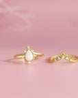 Handcrafted Moonlight Tear Solid Gold Breastmilk Ring