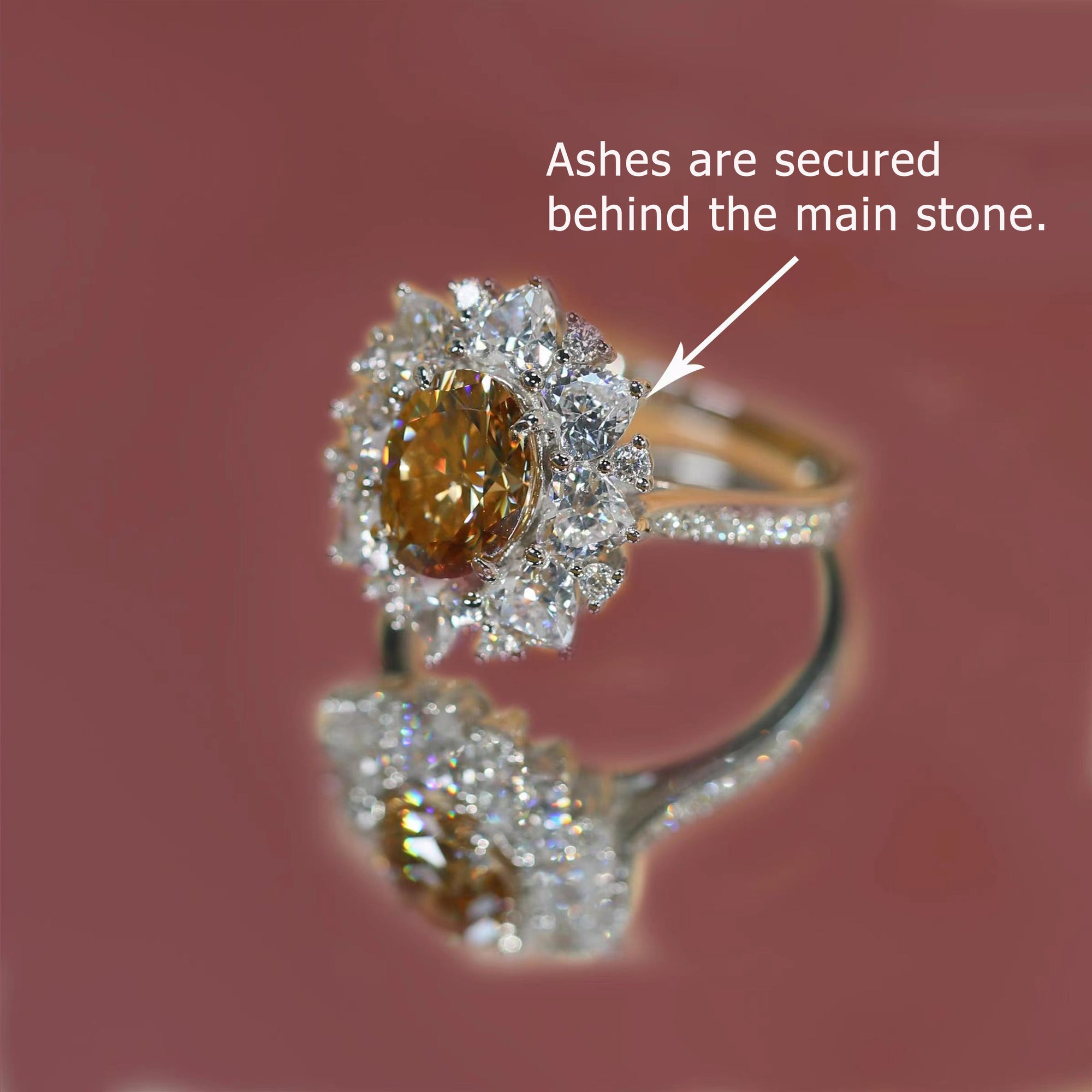 Personalized Oval-Cut Moissanite Ashes Ring