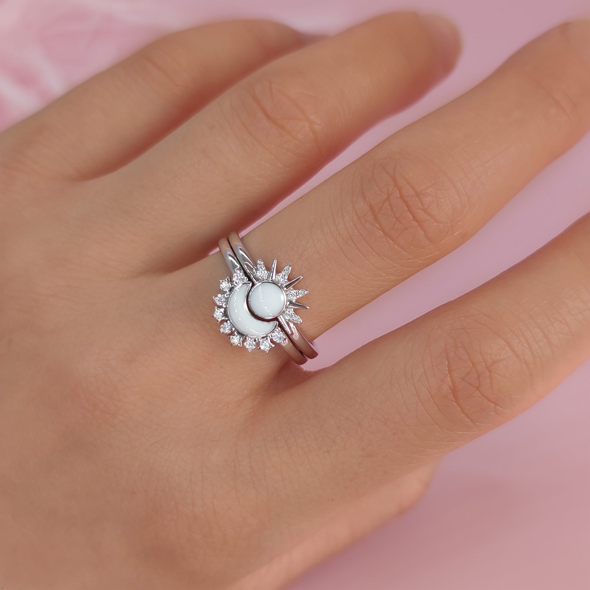 Handcrafted Gold Breastmilk Ring Set - Lunar Radiance