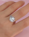 Lunar Radiance: Solid Gold Marquise Breastmilk Ring Set