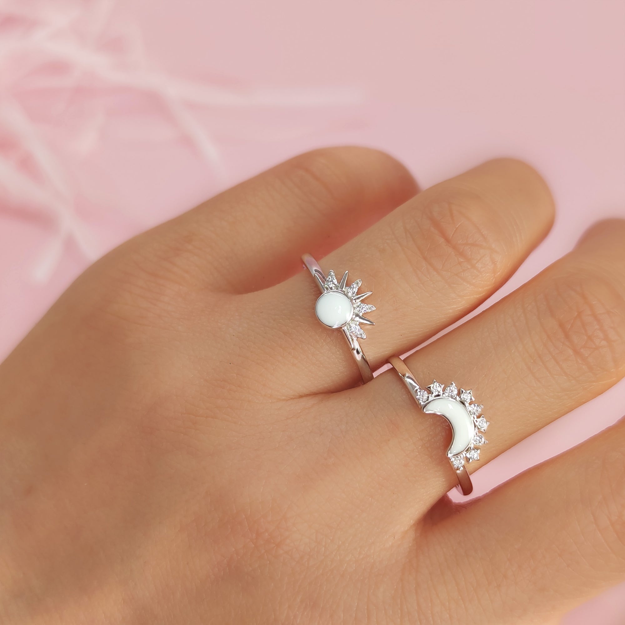 Handcrafted Gold Breastmilk Ring Set - Lunar Radiance