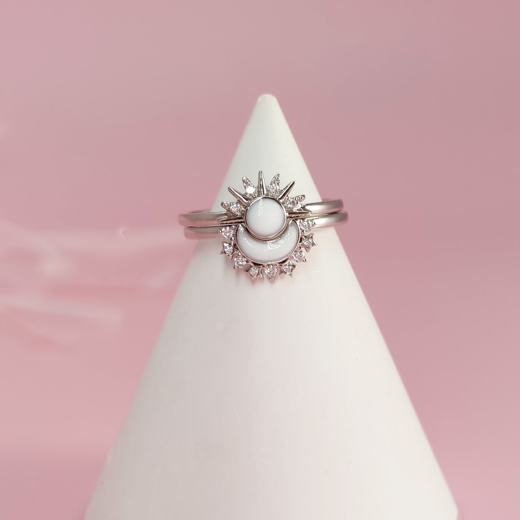 Handcrafted Gold Breastmilk Ring Set - Lunar Radiance