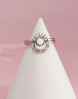 Lunar Radiance: Solid Gold Marquise Breastmilk Ring Set