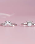 Lunar Radiance: Solid Gold Marquise Breastmilk Ring Set