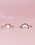 Lunar Radiance: Solid Gold Marquise Breastmilk Ring Set