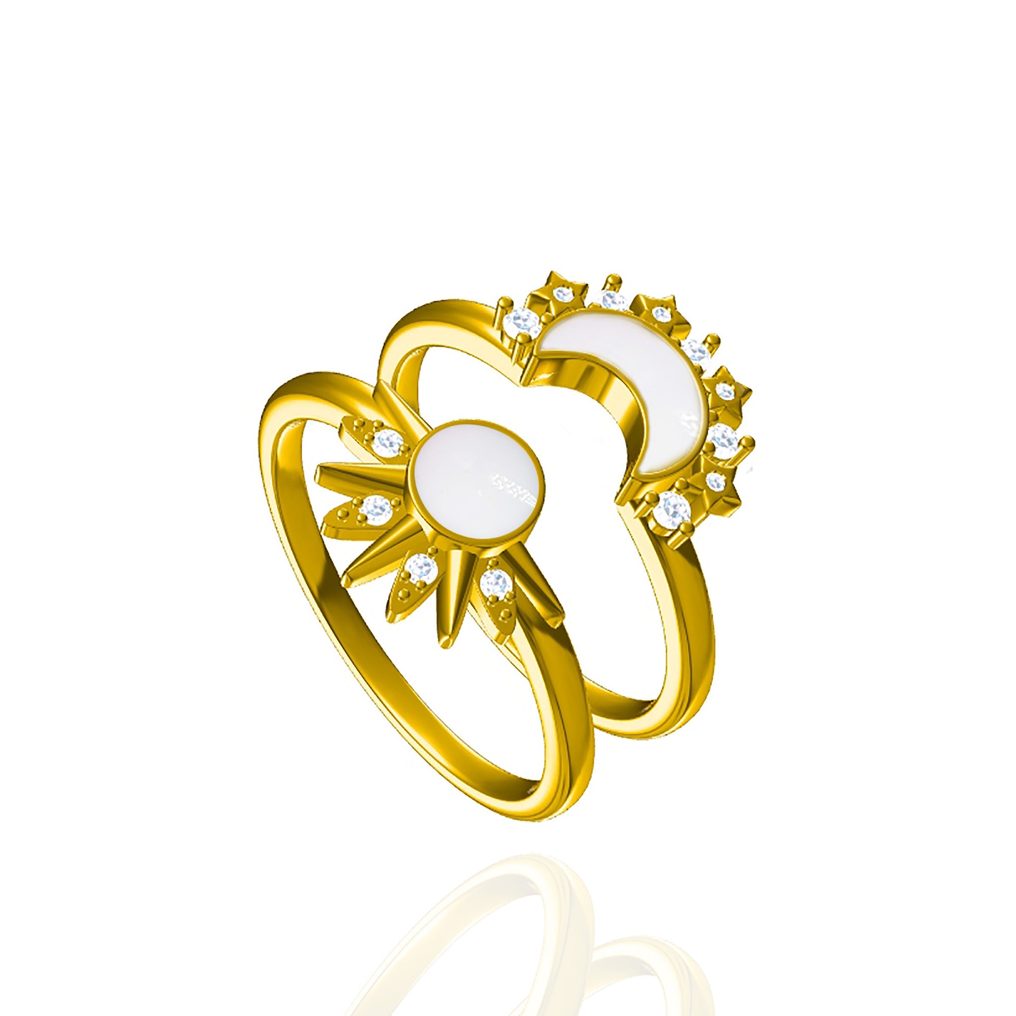 Lunar Radiance: Solid Gold Marquise Breastmilk Ring Set