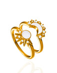 Lunar Radiance: Juego de anillos de oro macizo con diseño de marquesa para la leche materna