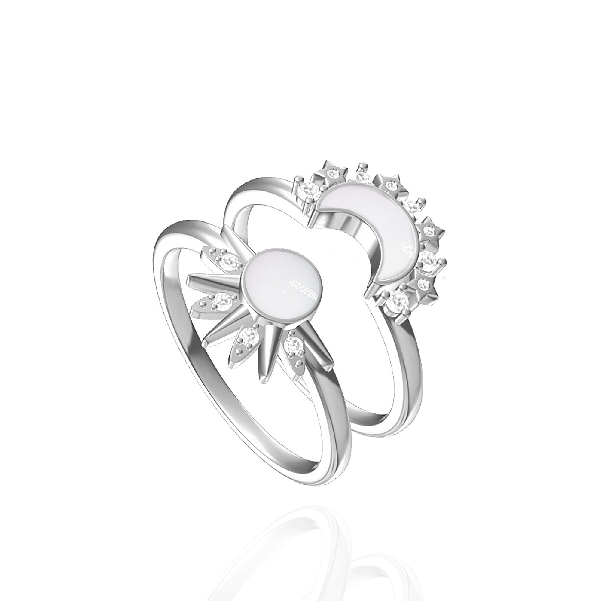 Lunar Radiance: Solid Gold Marquise Breastmilk Ring Set