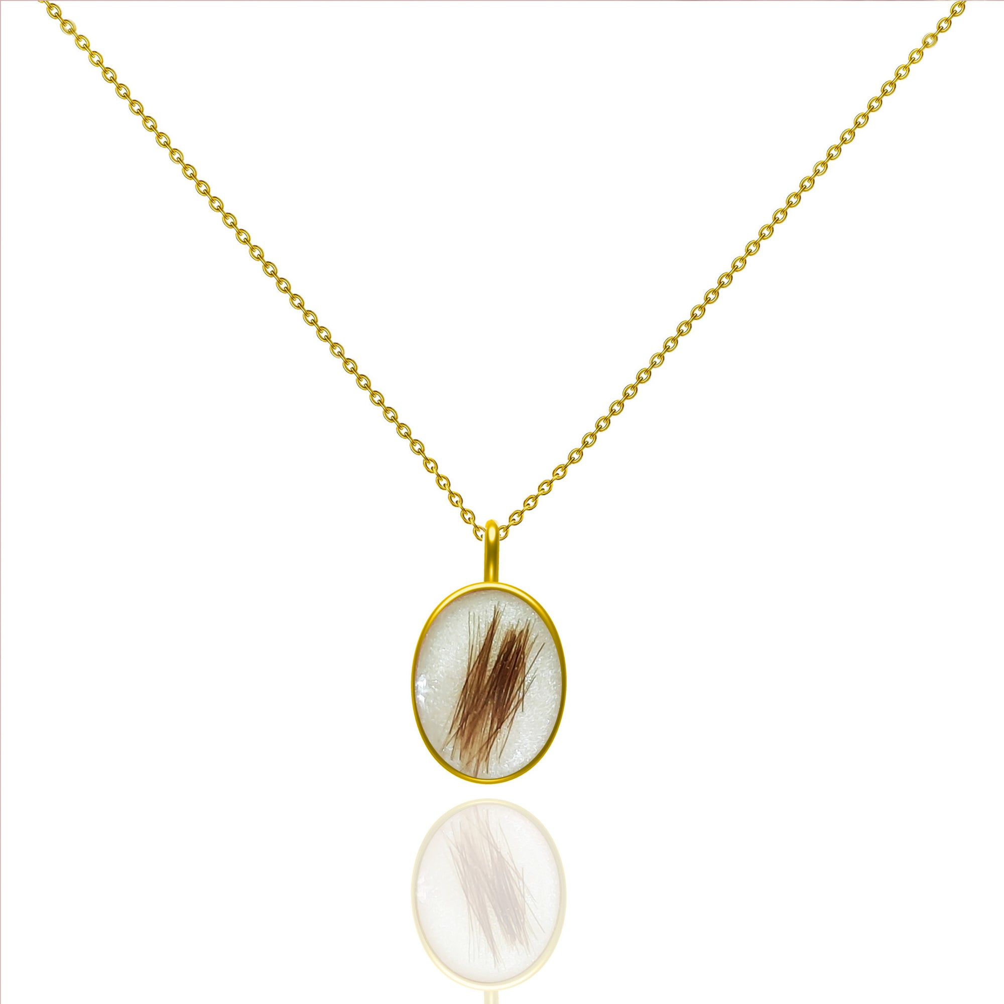 Heartfelt Gift: Oval Hair & Fur Gold Necklace