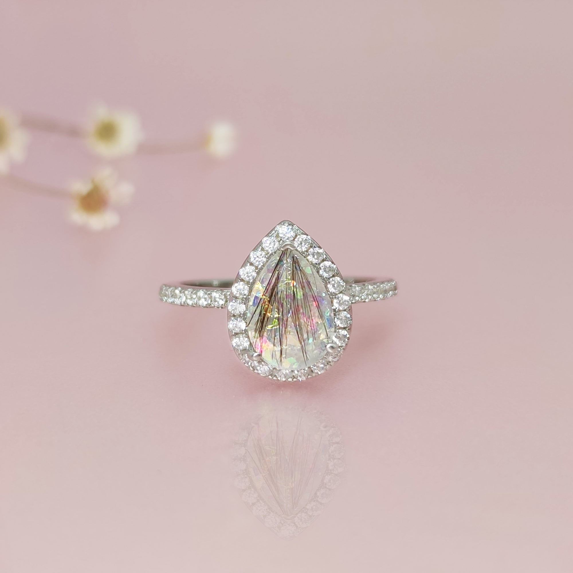 Memorial Teardrop Pet Hair Gold Ring - Unique Keepsake