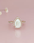 NurtureDrop: Teardrop Breastmilk & Baby Hair Halo Solid Gold Ring