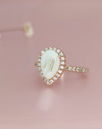 NurtureDrop: Teardrop Breastmilk & Baby Hair Halo Solid Gold Ring