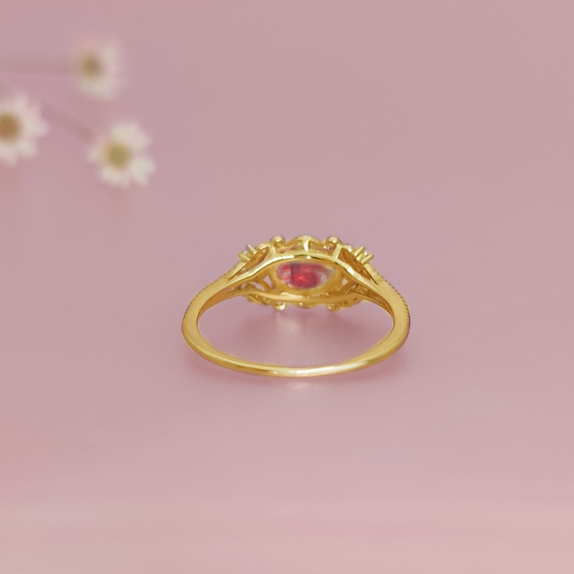 Memorial Dried Flower Halo Gold Ring for Remembrance