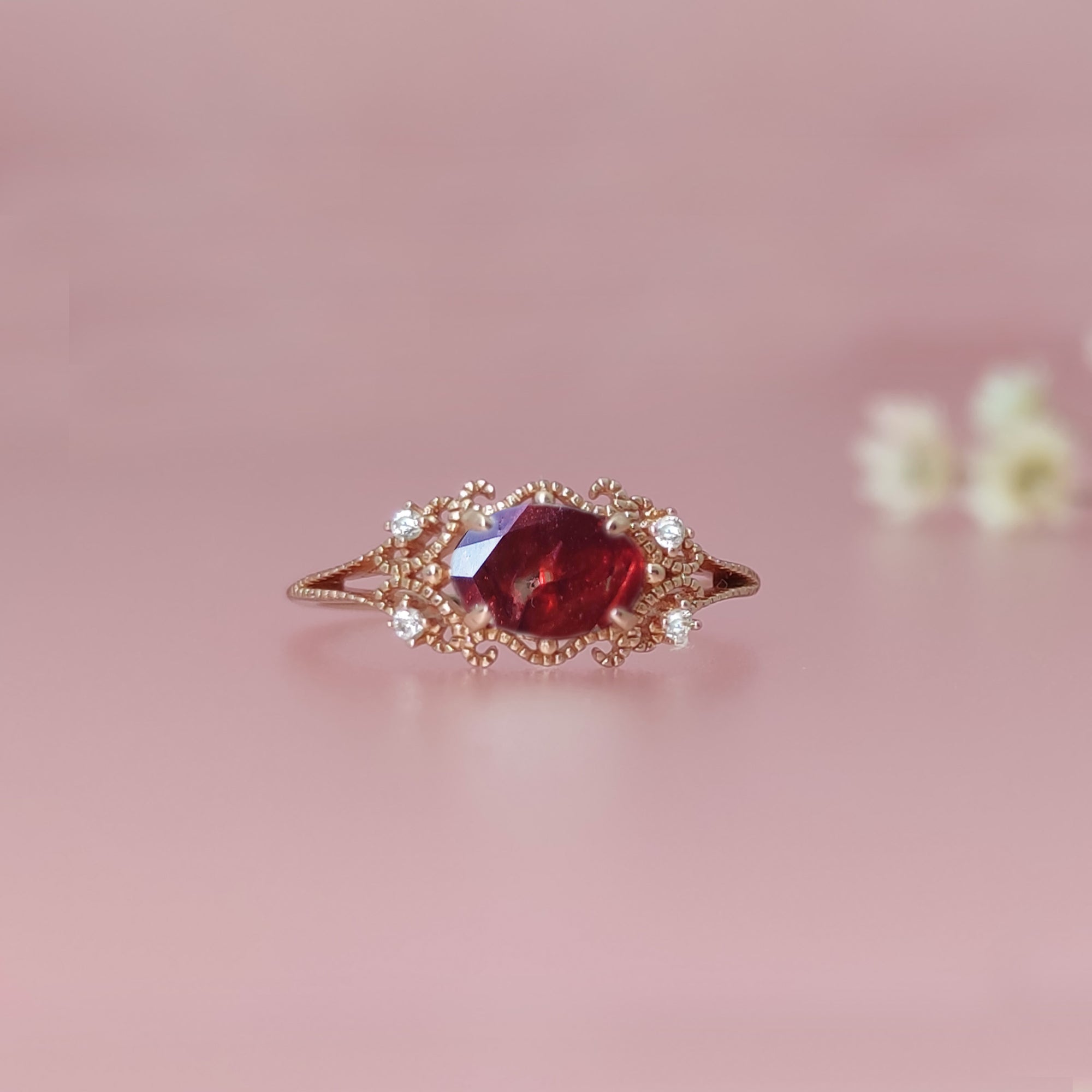 Memorial Dried Flower Halo Gold Ring for Remembrance