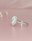 NurtureDrop: Teardrop Breastmilk & Baby Hair Halo Solid Gold Ring