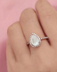 NurtureDrop: Teardrop Breastmilk & Baby Hair Halo Solid Gold Ring