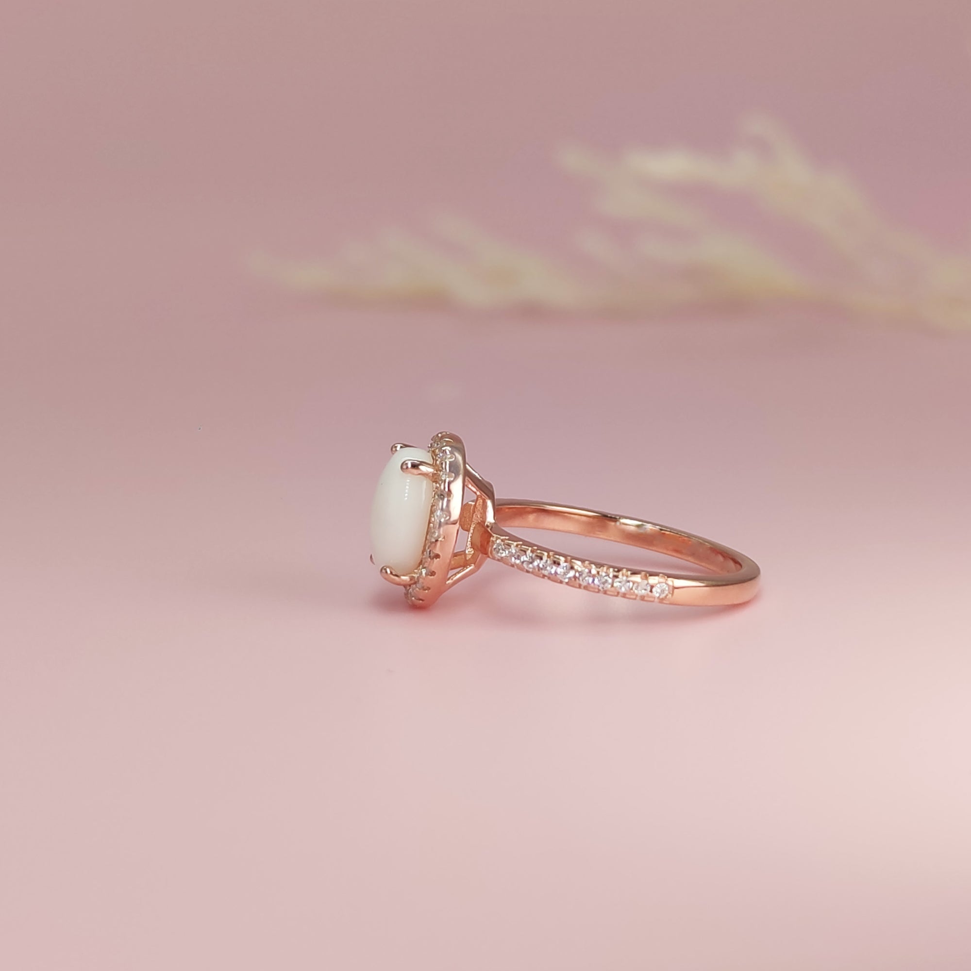 Personalized Breastmilk Ring with Diamond Halo