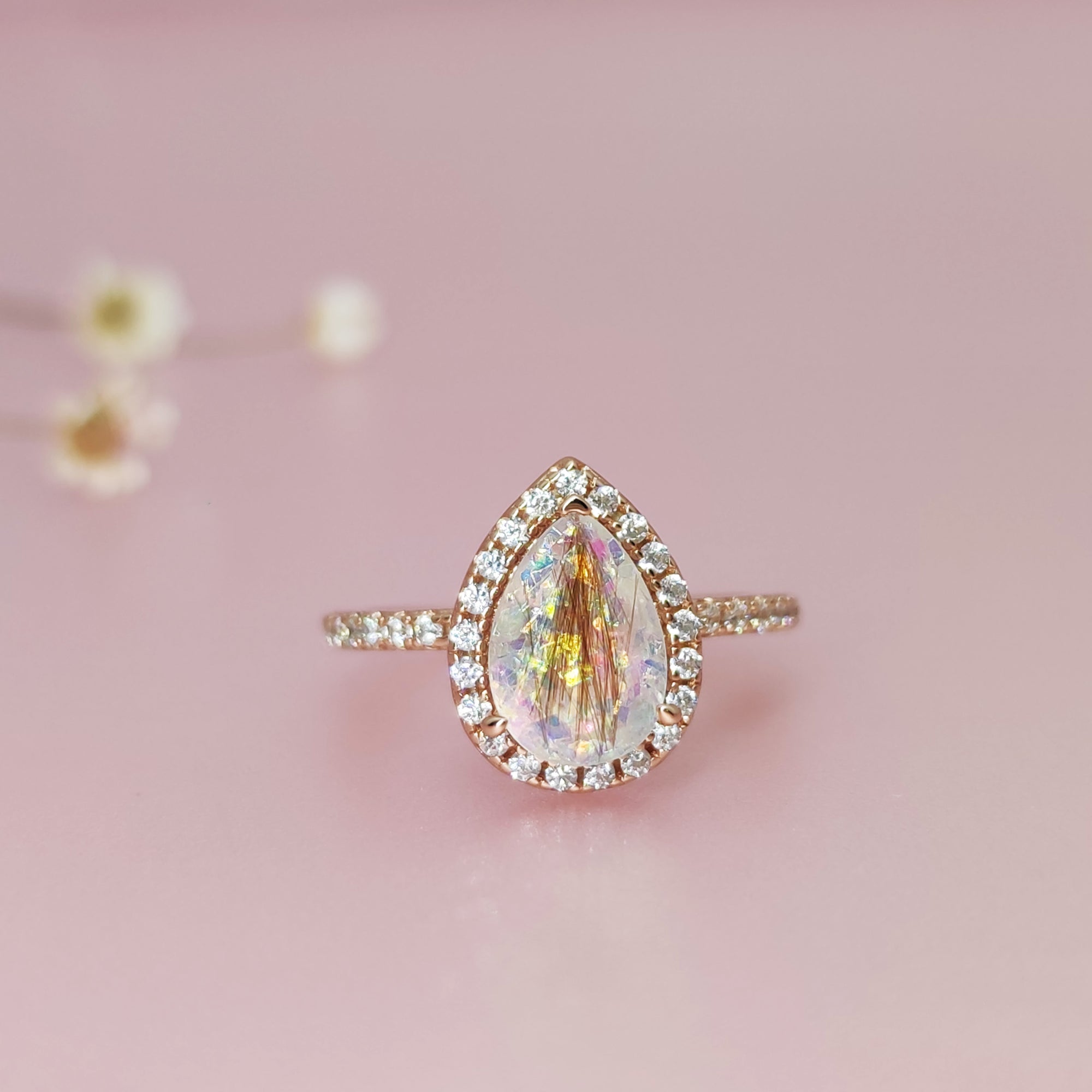 Memorial Teardrop Pet Hair Gold Ring - Unique Keepsake