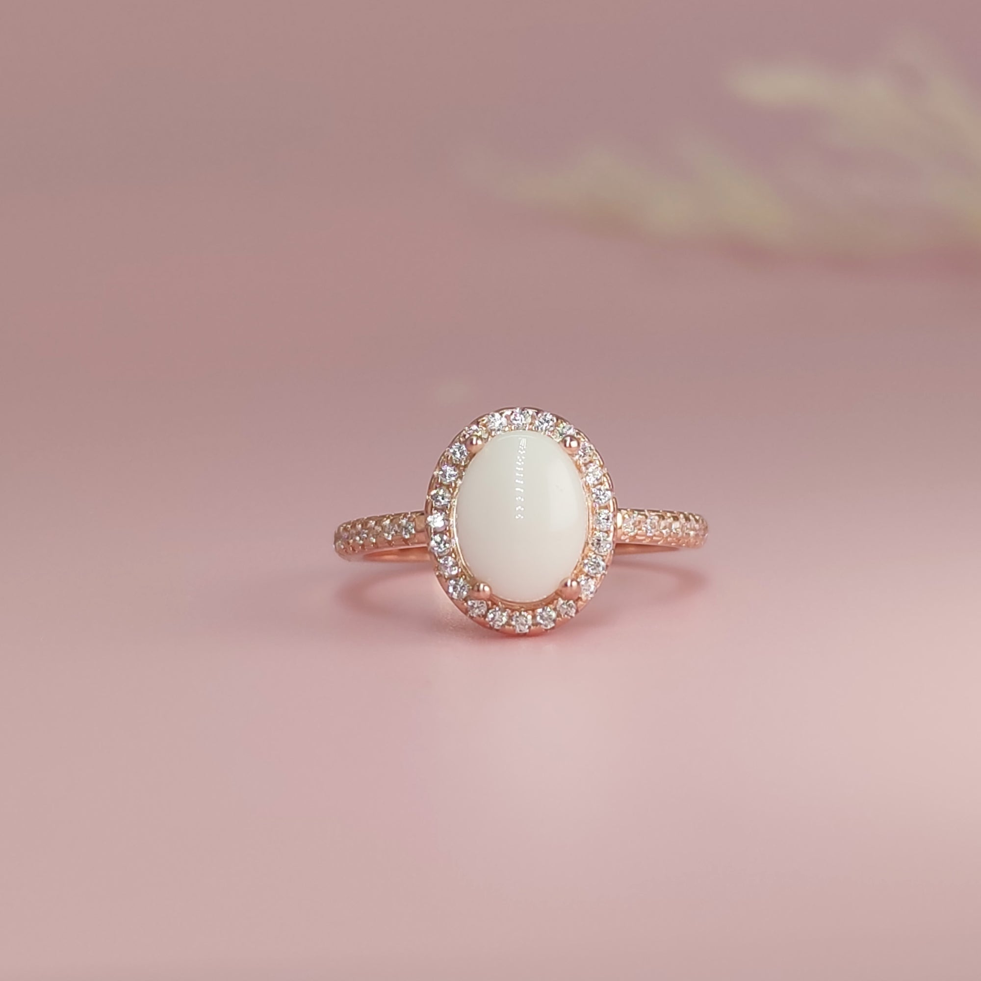 Personalized Breastmilk Ring with Diamond Halo