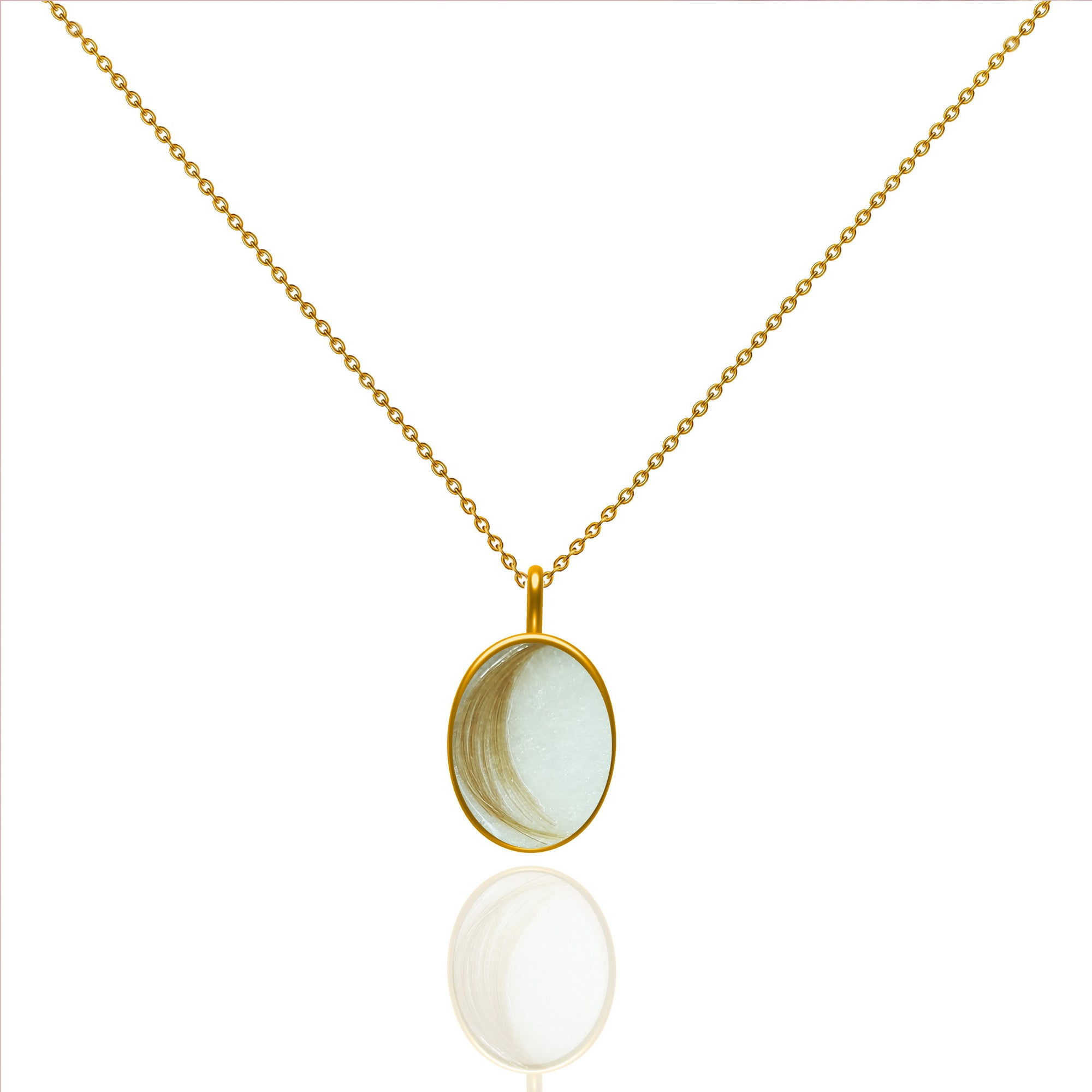 Heartfelt Gift: Oval Hair & Fur Gold Necklace