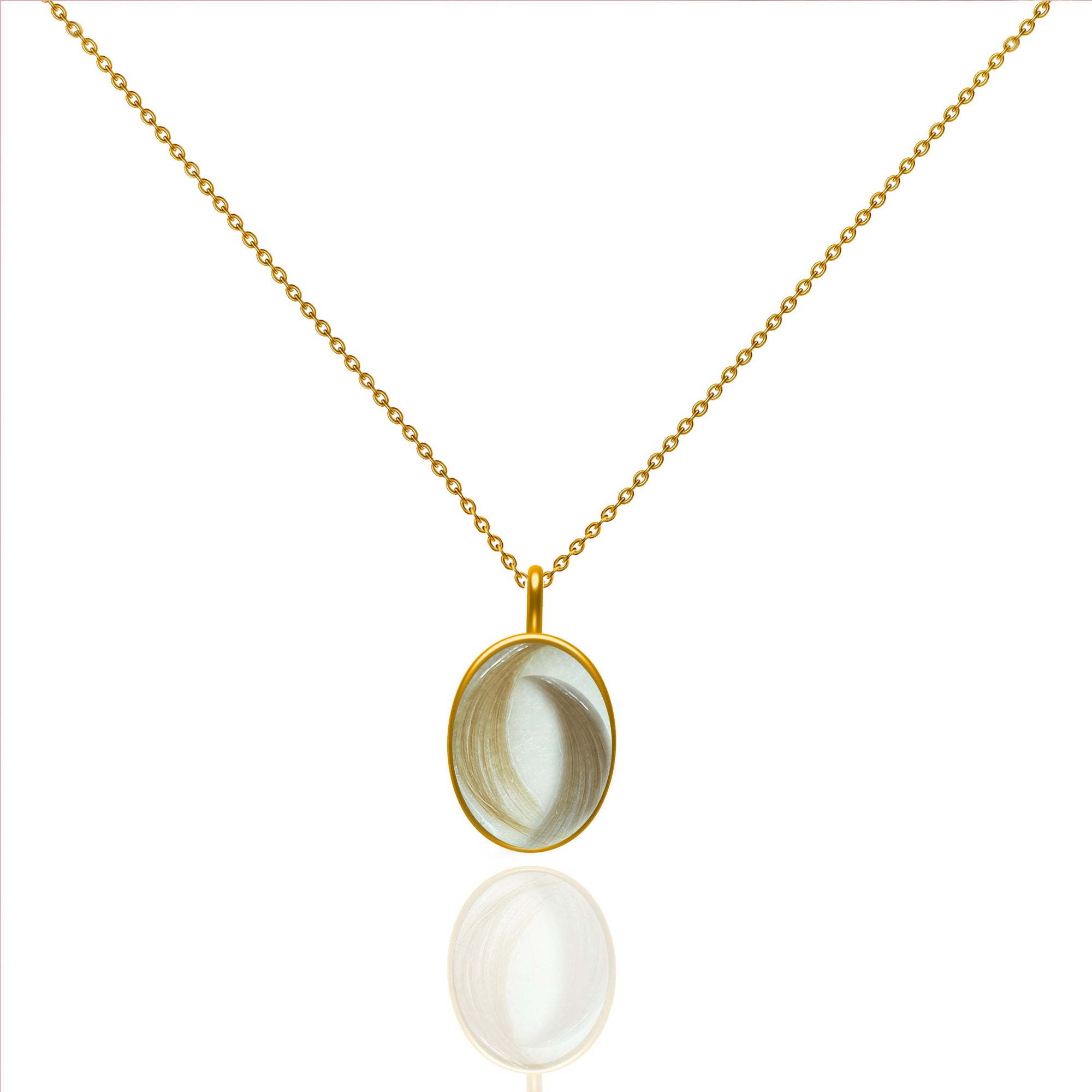 Heartfelt Gift: Oval Hair & Fur Gold Necklace
