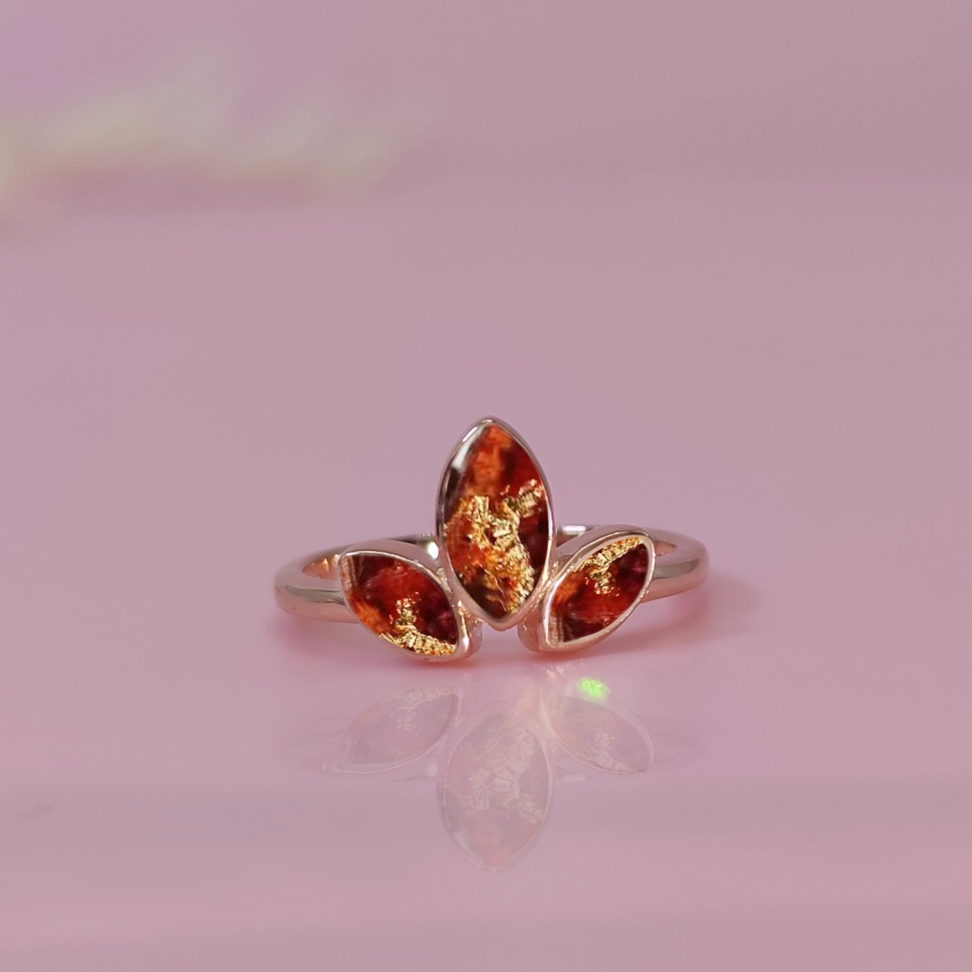 Personalized Clover Flower Solid Gold Ring