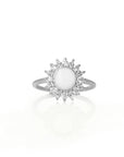 Handcrafted Breastmilk Sunburst Ring with Diamond Halo