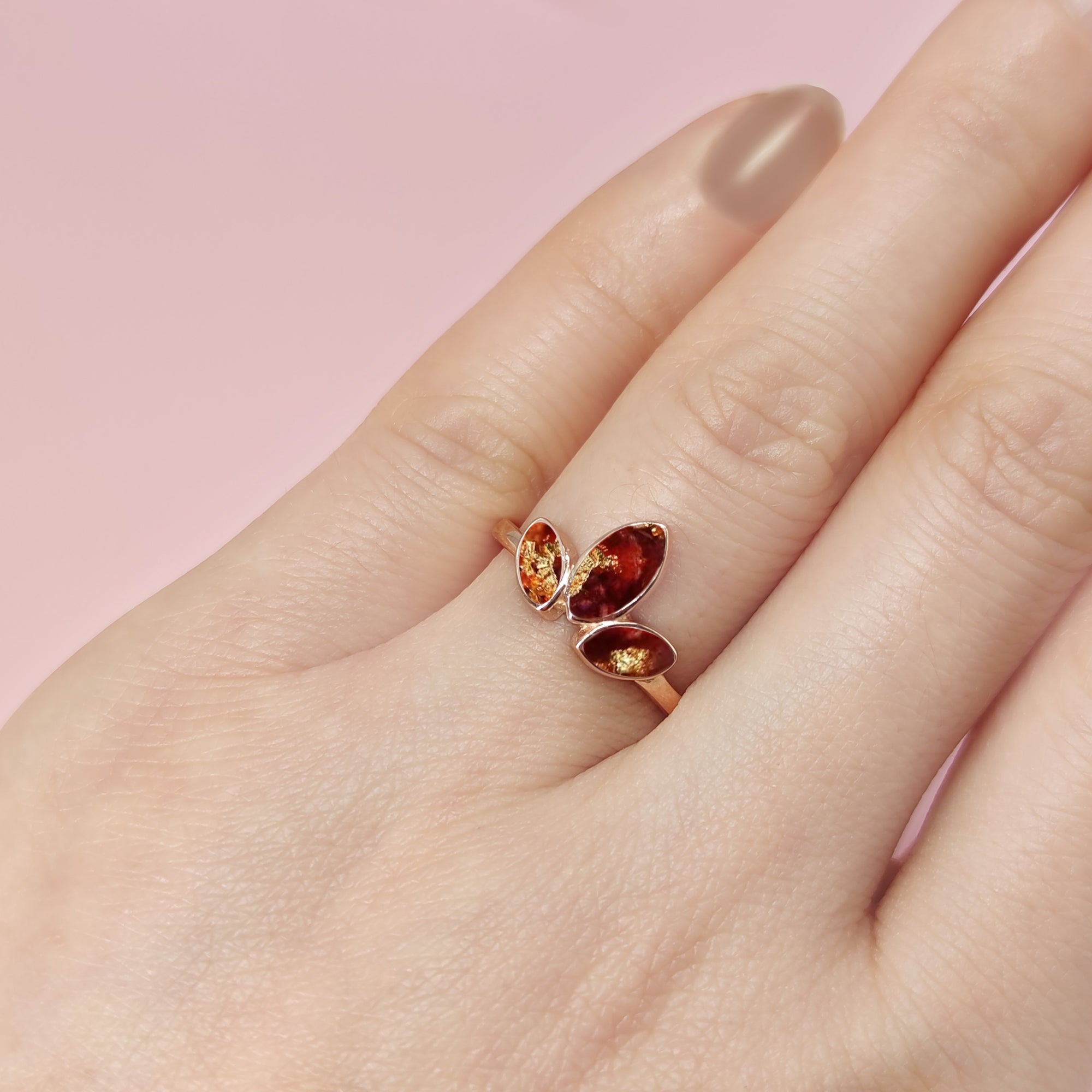 Personalized Clover Flower Solid Gold Ring