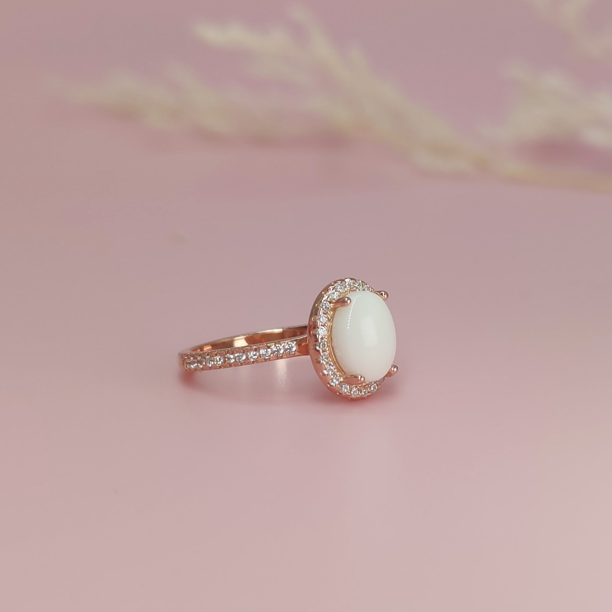 Personalized Breastmilk Ring with Diamond Halo